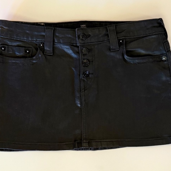 **True Religion Coated Black Mini Skirt** - Picture 6 of 7